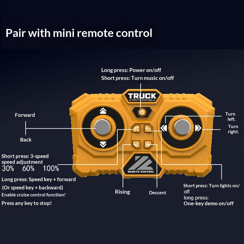 1:64 Mini RC Forklift with Light and Sound Variable Speed Remote Control Forklift Children Toy
