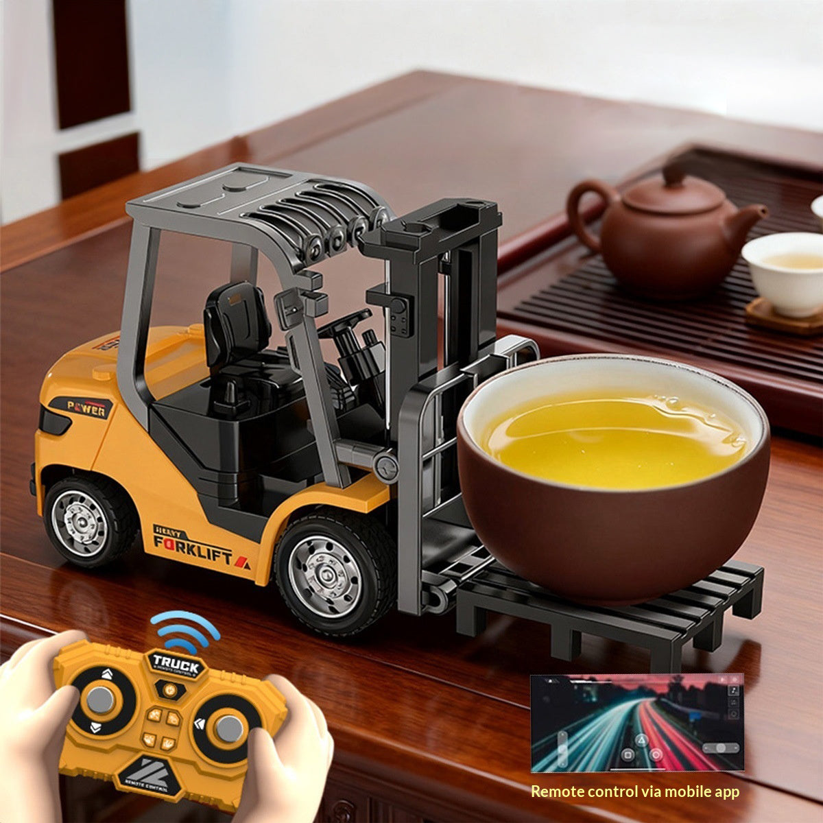 1:64 Mini RC Forklift with Light and Sound Variable Speed Remote Control Forklift Children Toy