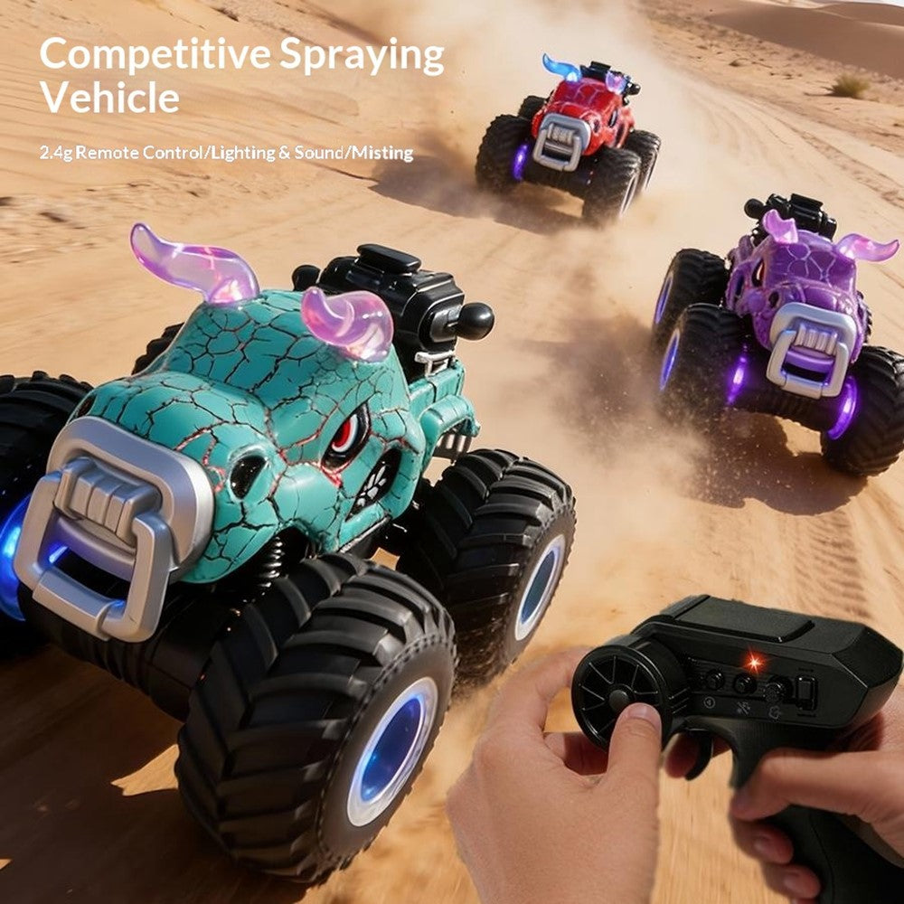 YL-134 2.4GHz Remote Control Bull Stunt Car Off-road Vehicle Boy Girl RC Toy with Water Mist Spray / Light