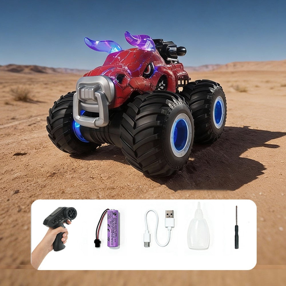 YL-134 2.4GHz Remote Control Bull Stunt Car Off-road Vehicle Boy Girl RC Toy with Water Mist Spray / Light