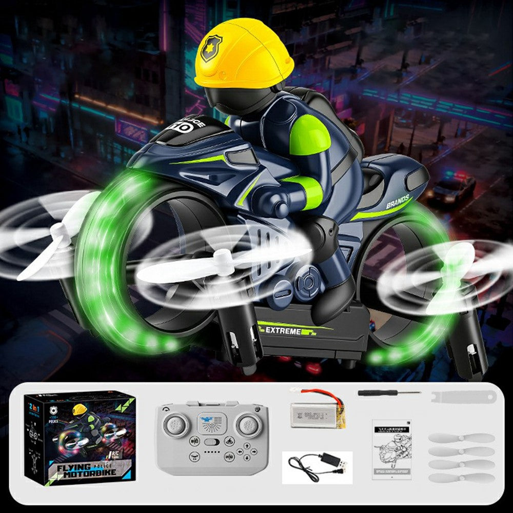 H141 2 in 1 Flying Motorbike RC Toy Land Air Dual Mode 7-Color LED Lights 2.4G Remote Control Motorcycle Toy