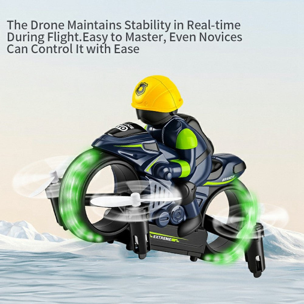 H141 2 in 1 Flying Motorbike RC Toy Land Air Dual Mode 7-Color LED Lights 2.4G Remote Control Motorcycle Toy