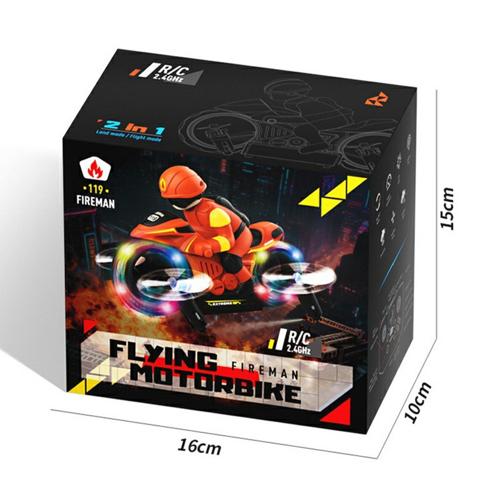 H141 2 in 1 Flying Motorbike RC Toy Land Air Dual Mode 7-Color LED Lights 2.4G Remote Control Motorcycle Toy