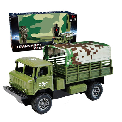 Four-Channel Remote Control Truck Model Toys Simulation Electric Car Toy Military RC Transport Vehicle