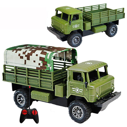 Four-Channel Remote Control Truck Model Toys Simulation Electric Car Toy Military RC Transport Vehicle