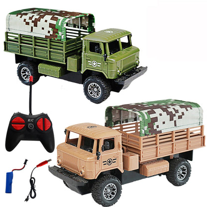 Four-Channel Remote Control Truck Model Toys Simulation Electric Car Toy Military RC Transport Vehicle