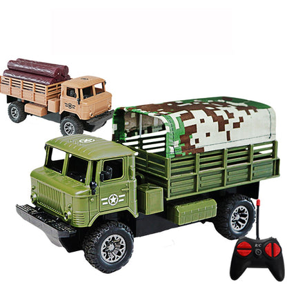 Four-Channel Remote Control Truck Model Toys Simulation Electric Car Toy Military RC Transport Vehicle