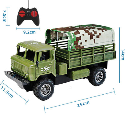 Four-Channel Remote Control Truck Model Toys Simulation Electric Car Toy Military RC Transport Vehicle