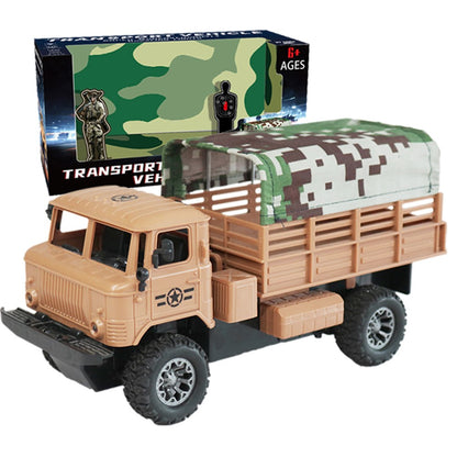 Four-Channel Remote Control Truck Model Toys Simulation Electric Car Toy Military RC Transport Vehicle