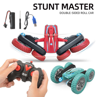 Double-sided Rotating Deformation Stunt 2.4G RC Car Children Boys Remote Control Light Music Car Toy