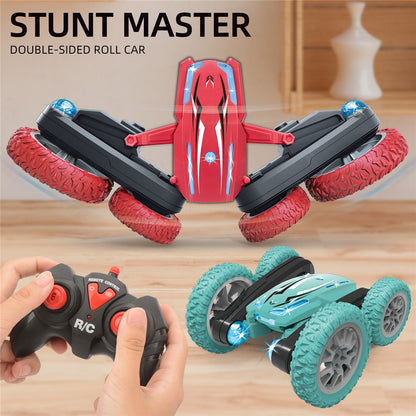 Double-sided Rotating Deformation Stunt 2.4G RC Car Children Boys Remote Control Light Music Car Toy
