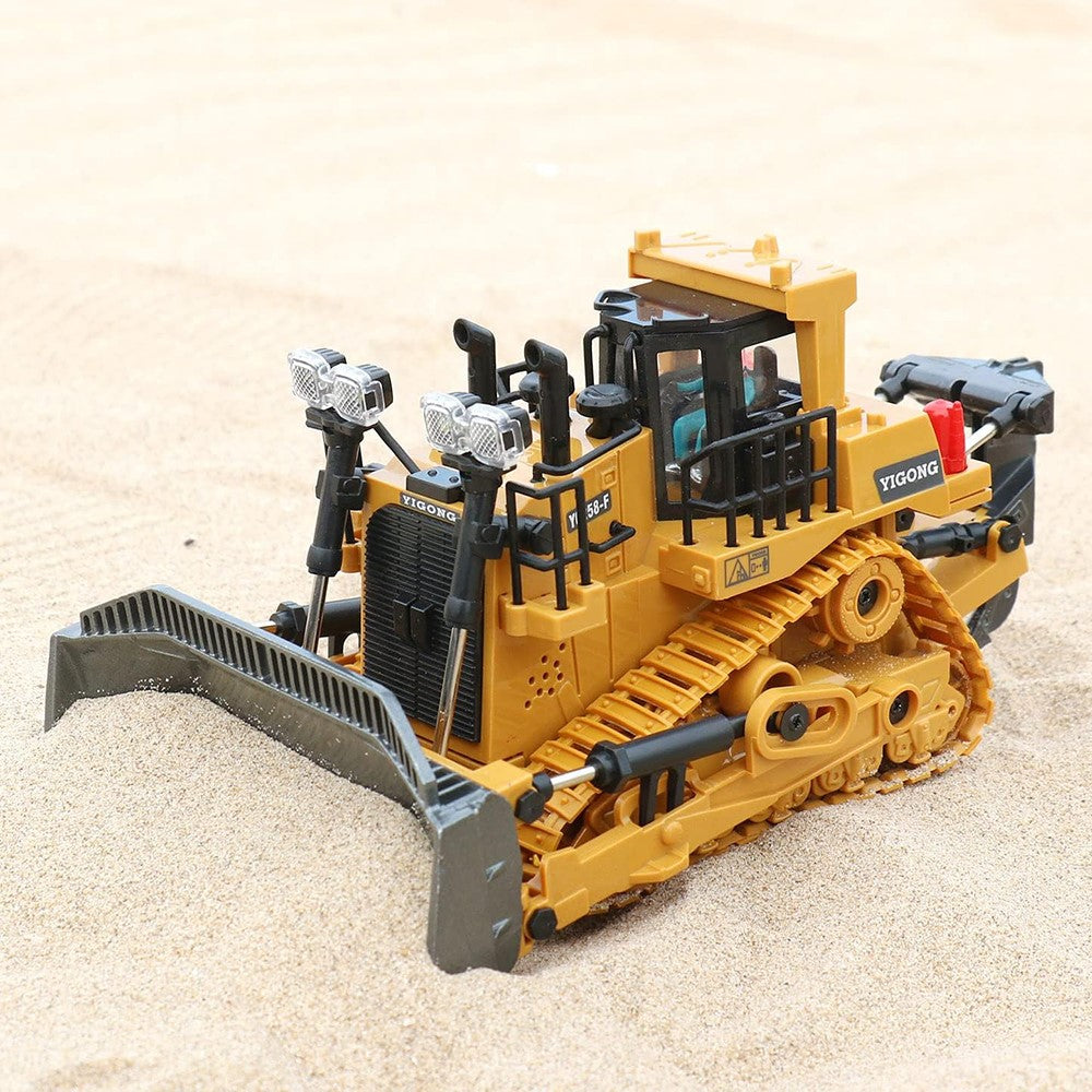 Children 9-Channel Bulldozer RC Vehicle Toy Gift with Sound and Light Effect