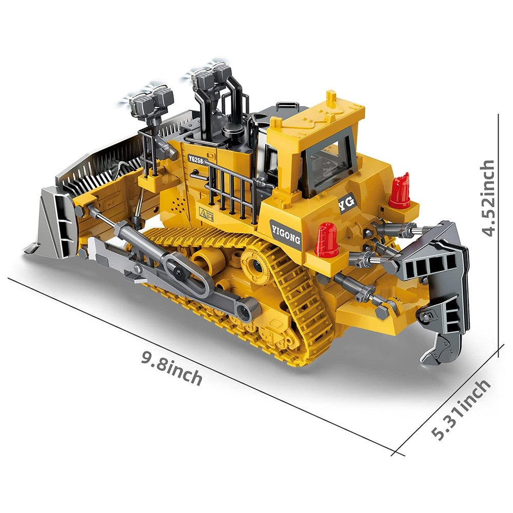 Children 9-Channel Bulldozer RC Vehicle Toy Gift with Sound and Light Effect