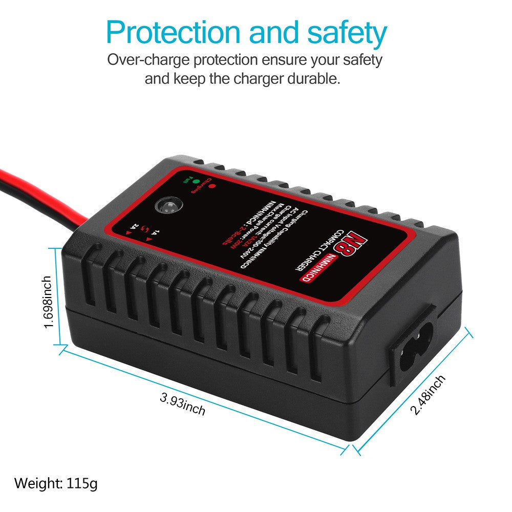 N8 NiMH / NiCd Battery Charger RC Battery Charger Model Aircraft Charger with Mini Tamiya Connector for RC Hobbies Charging