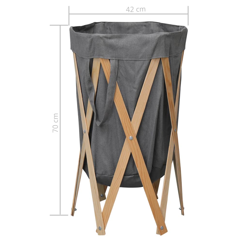 Faltbarer Wäschekorb Holz Und Stoff