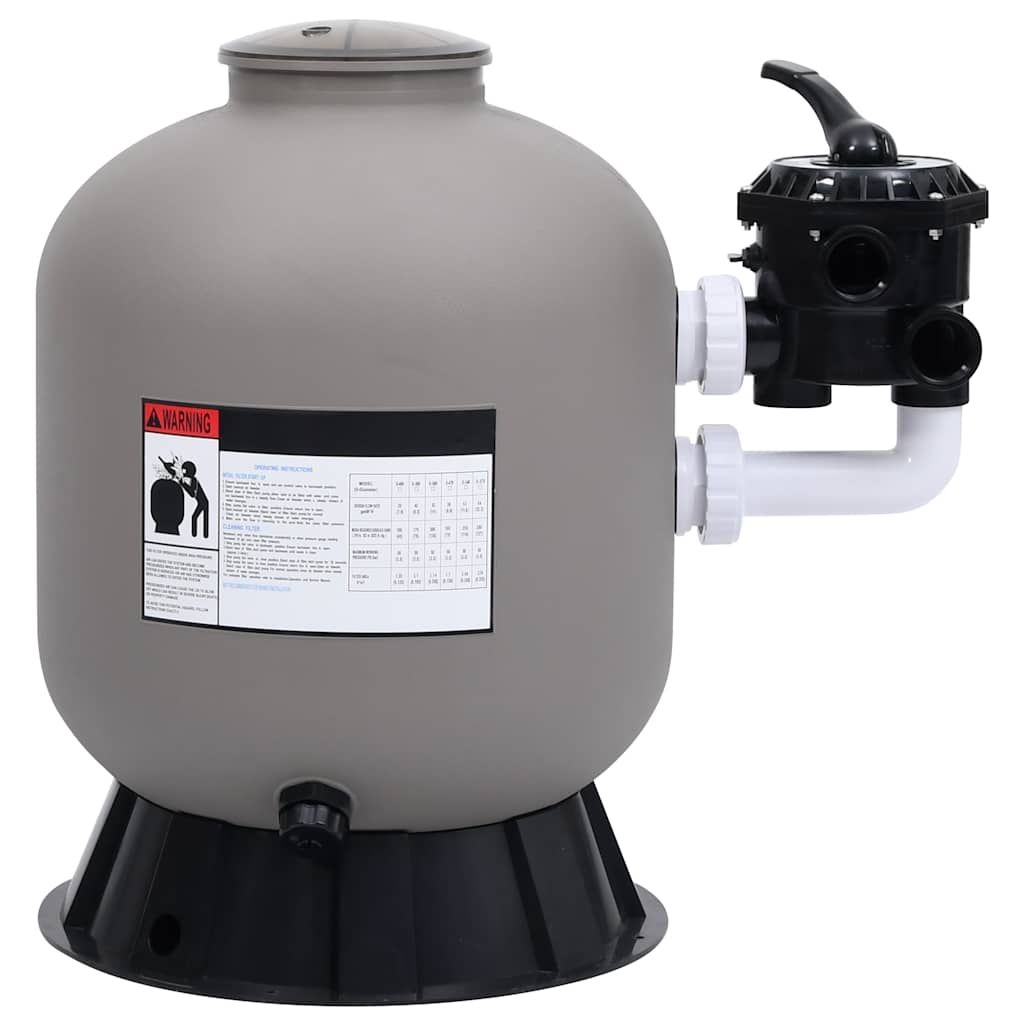 Pool-Sandfilter Mit Seitlich Montiertem 6-Wege-Ventil Grau Schwarz