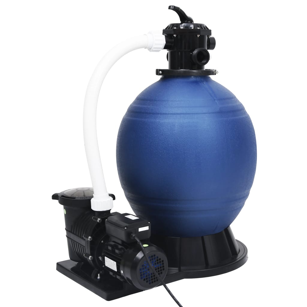 Sandfilter Mit 7-Wege-Ventil Und 1000 W Pumpe Blau Schwarz Taupe