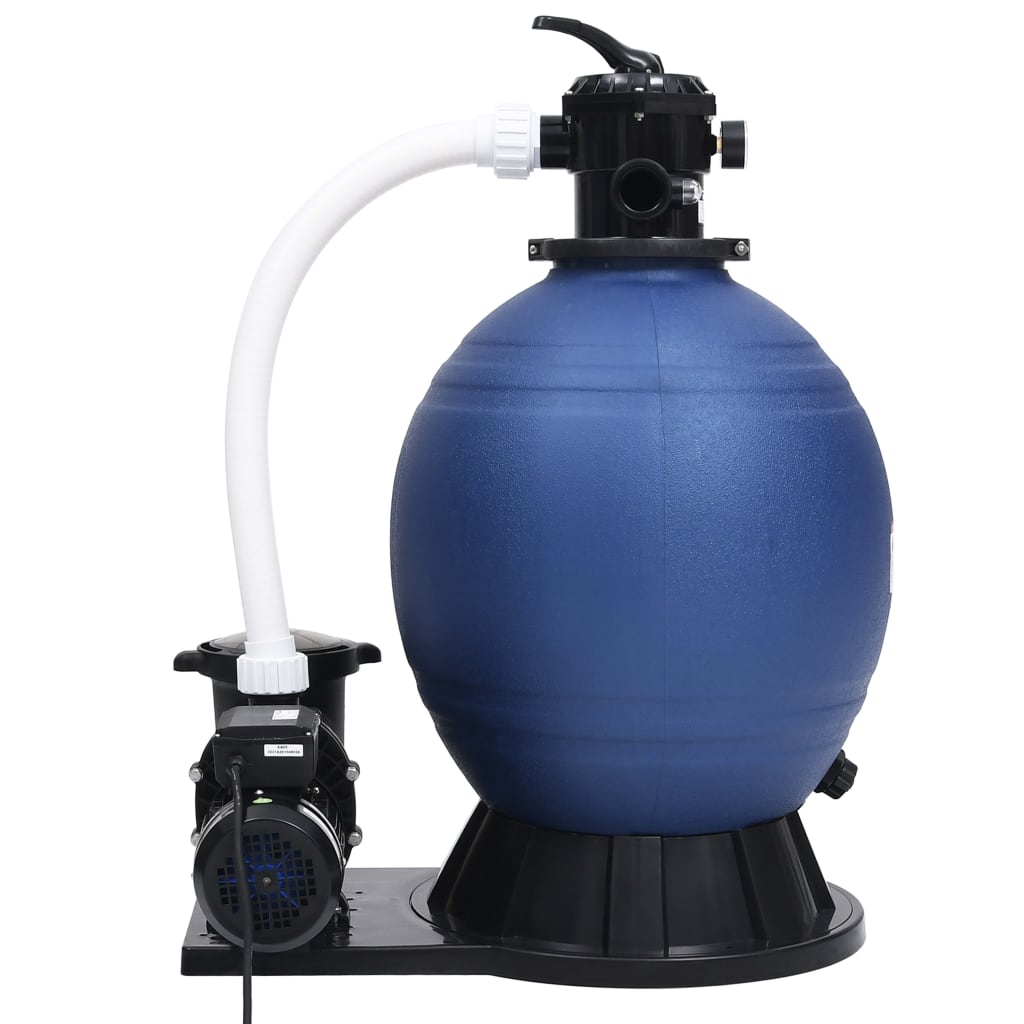 Sandfilter Mit 7-Wege-Ventil Und 1000 W Pumpe Blau Schwarz Taupe