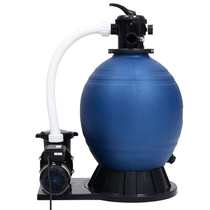 Sandfilter Mit 7-Wege-Ventil Und 1000 W Pumpe Blau Schwarz Taupe