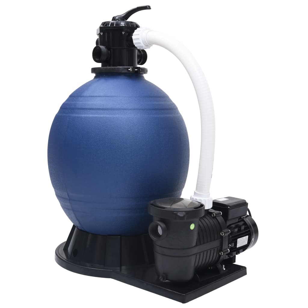 Sandfilter Mit 7-Wege-Ventil Und 1000 W Pumpe Blau Schwarz Taupe