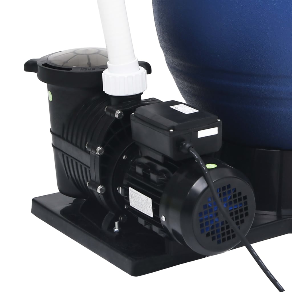 Sandfilter Mit 7-Wege-Ventil Und 1000 W Pumpe Blau Schwarz Taupe