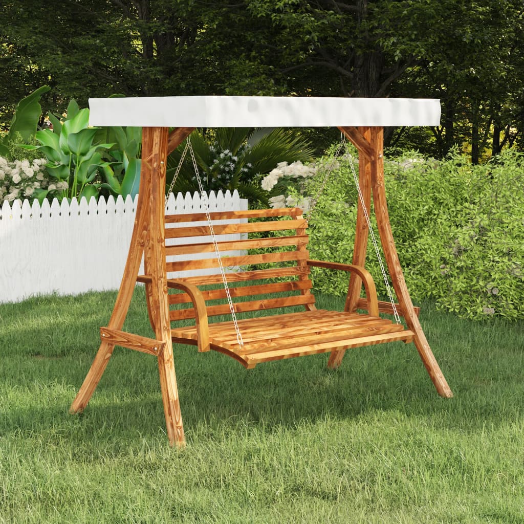 Schaukelgestell Mit Dach Bugholz Massiv Teak-Finish