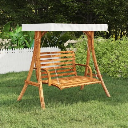 Schaukelgestell Mit Dach Bugholz Massiv Teak-Finish