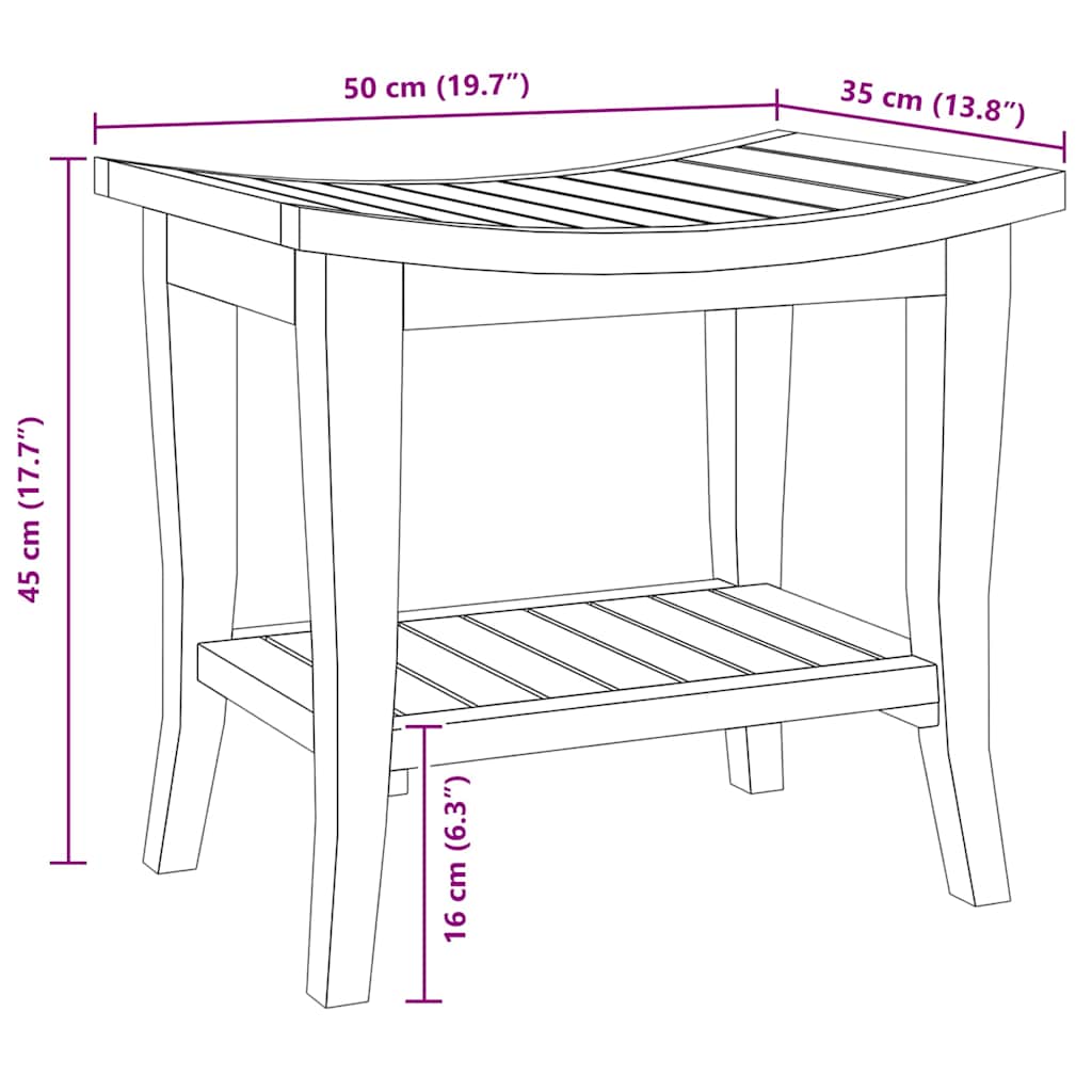 Badezimmer-Beistelltisch 50X35X45 Cm Massivholz Teak