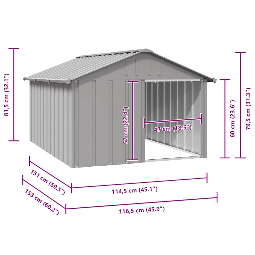 Hundehütte 116,5X153X81,5 Cm Verzinkter Stahl