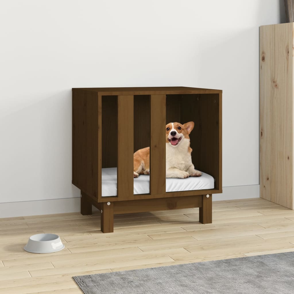 Hundehütte Massivholz Kiefer Honigbraun