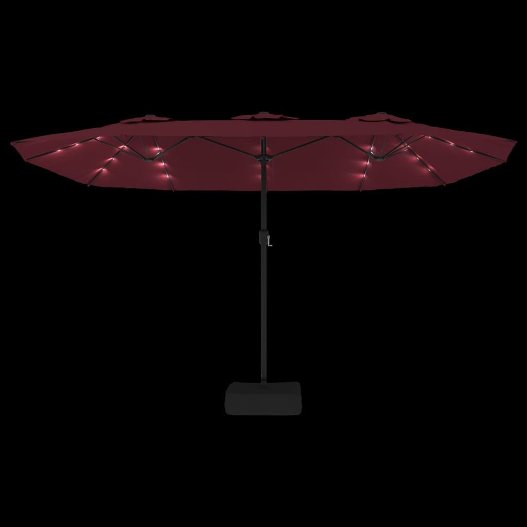 Doppel-Sonnenschirm Mit Led-Leuchten Bordeaux 449X265 Cm