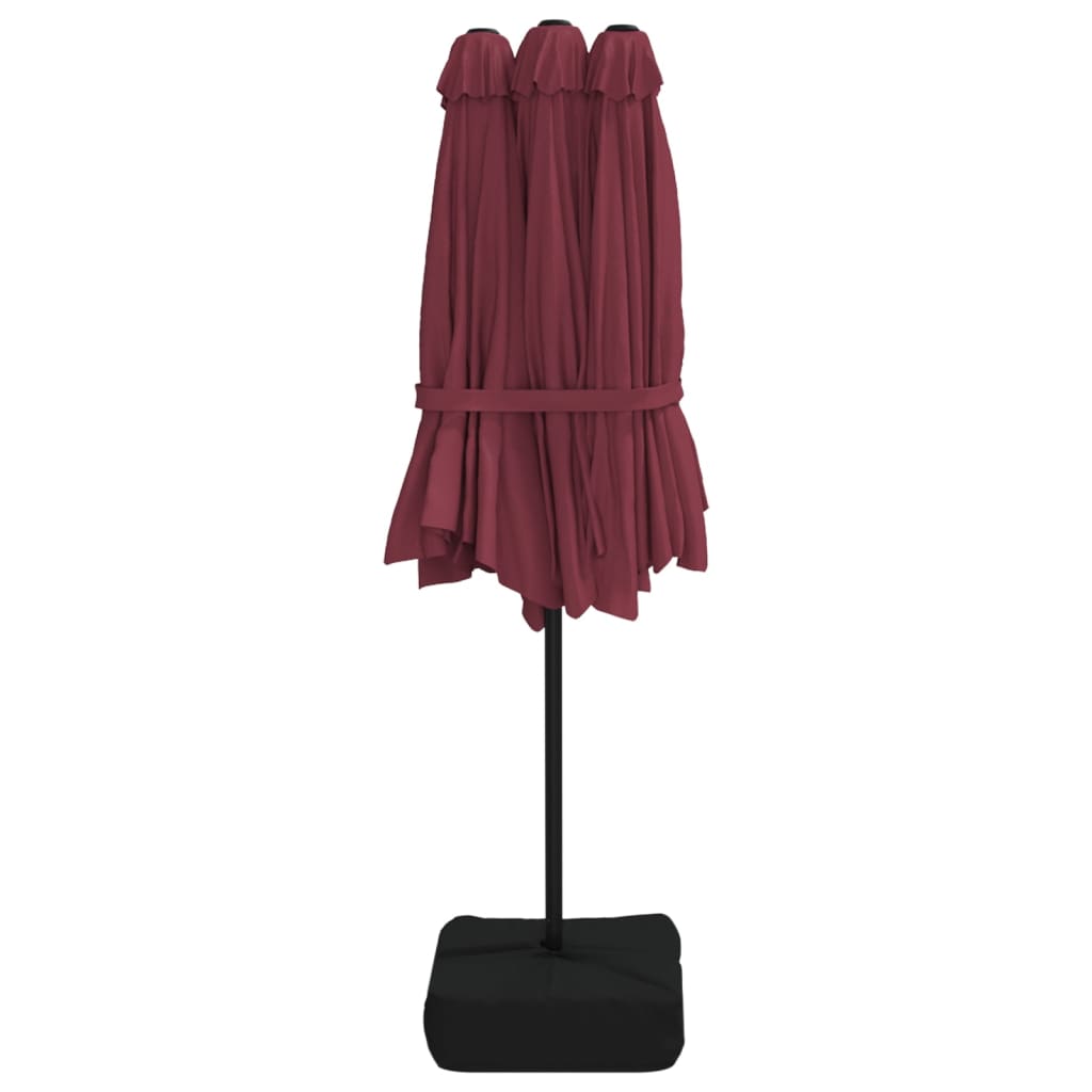 Doppel-Sonnenschirm Mit Led-Leuchten Bordeaux 449X265 Cm