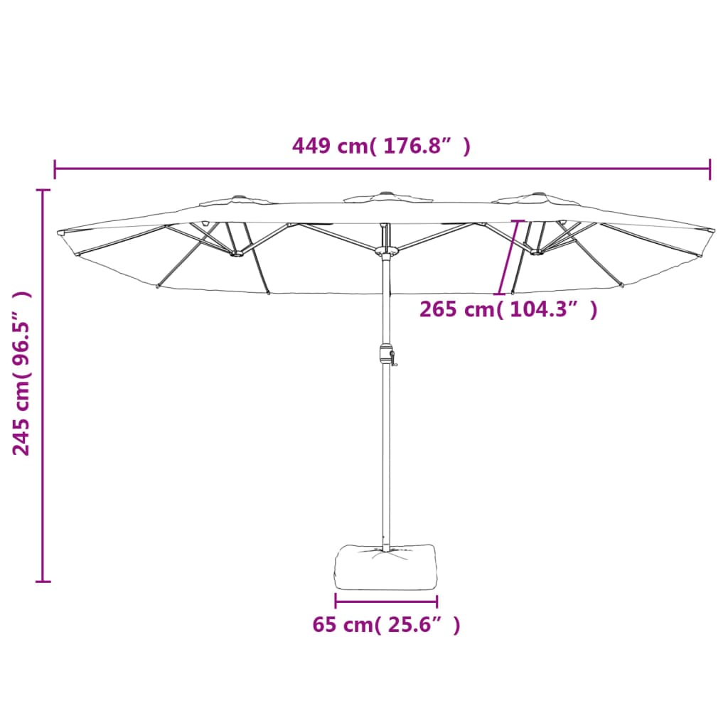 Doppel-Sonnenschirm Mit Led-Leuchten Bordeaux 449X265 Cm