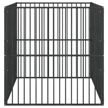 Hundelaufstall 4-Tlg. Schwarz Verzinkter Stahl