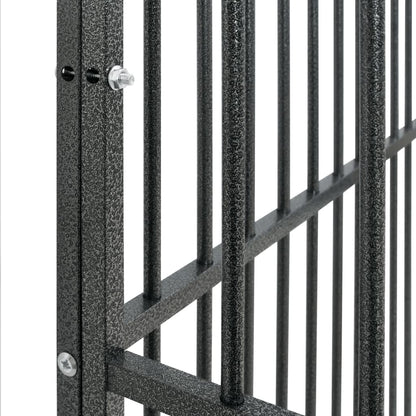 Hundelaufstall 4-Tlg. Schwarz Verzinkter Stahl