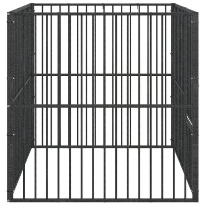 Hundelaufstall 4-Tlg. Schwarz Verzinkter Stahl