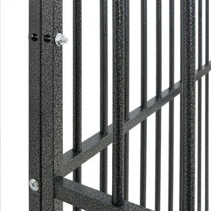 Hundelaufstall 4-Tlg. Schwarz Verzinkter Stahl