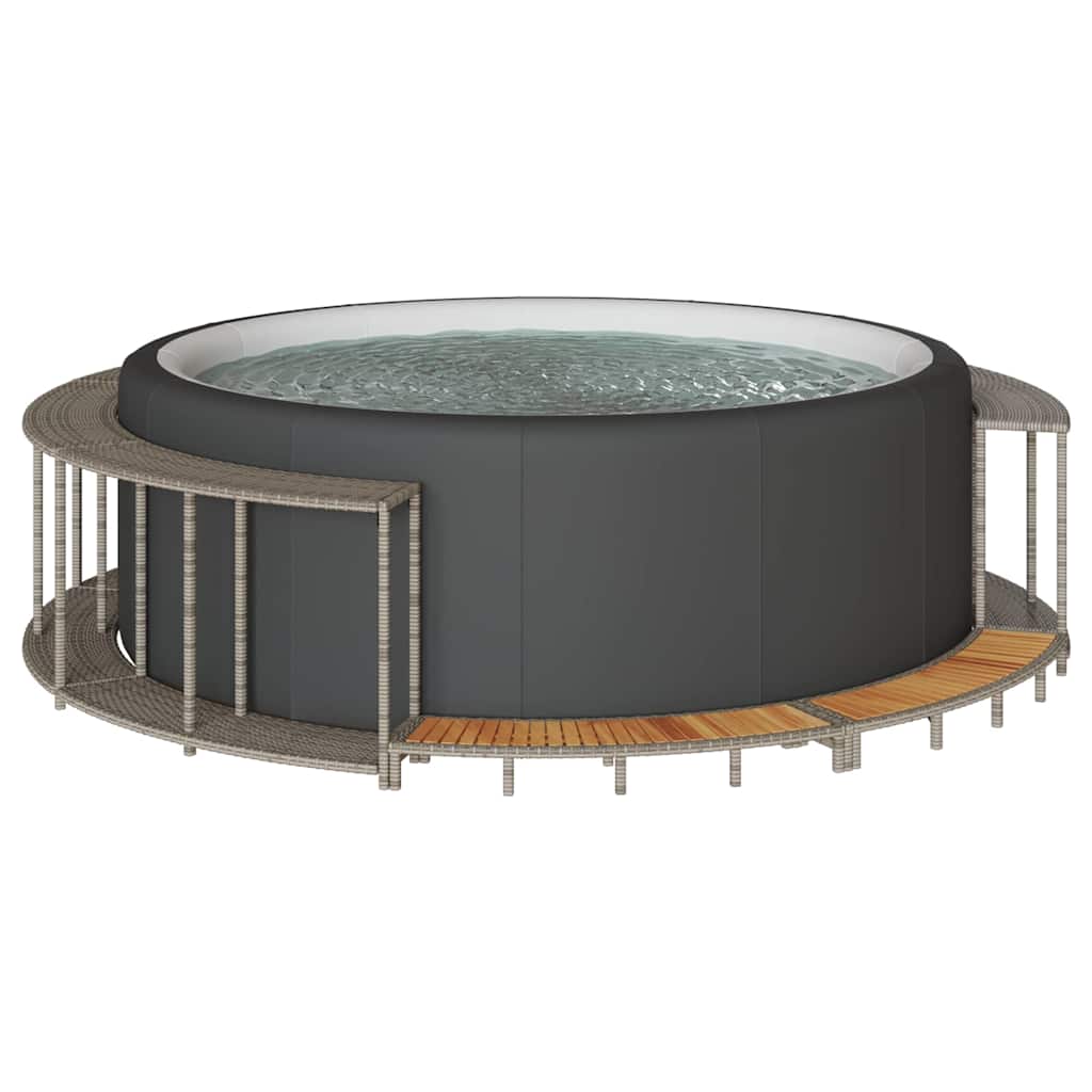 Whirlpool-Umrandung Mit Stauraum Holztreppe Poly Rattan