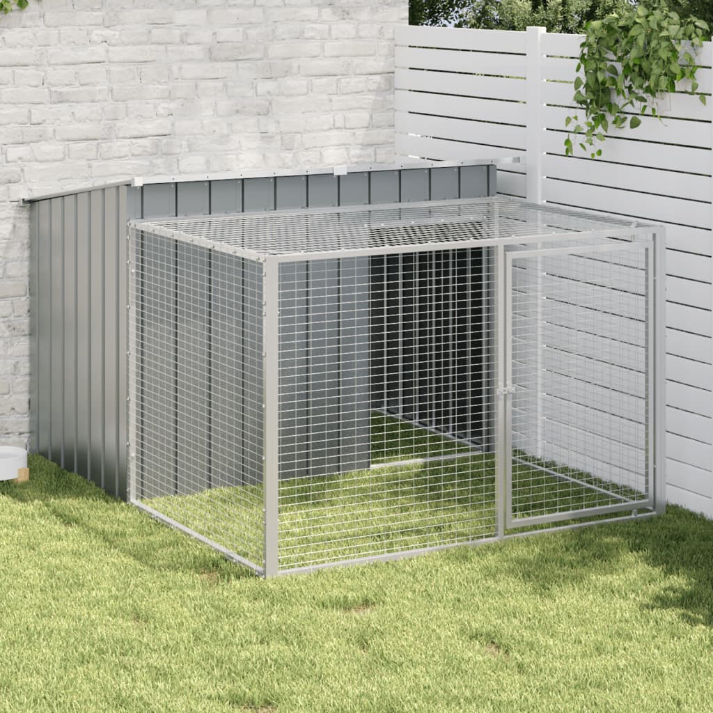 Hundehütte Mit Auslauf Anthrazit Verzinkter Stahl