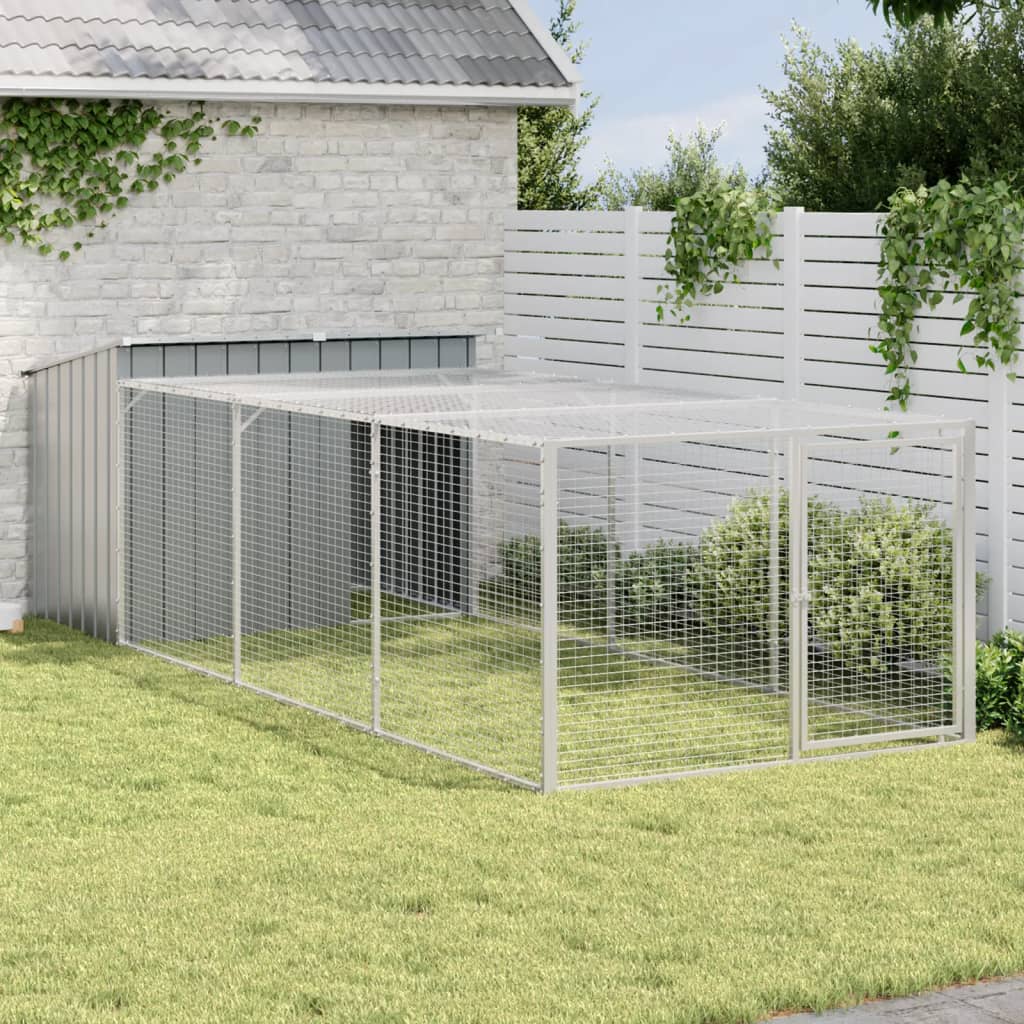 Hundehütte Mit Auslauf Anthrazit Verzinkter Stahl