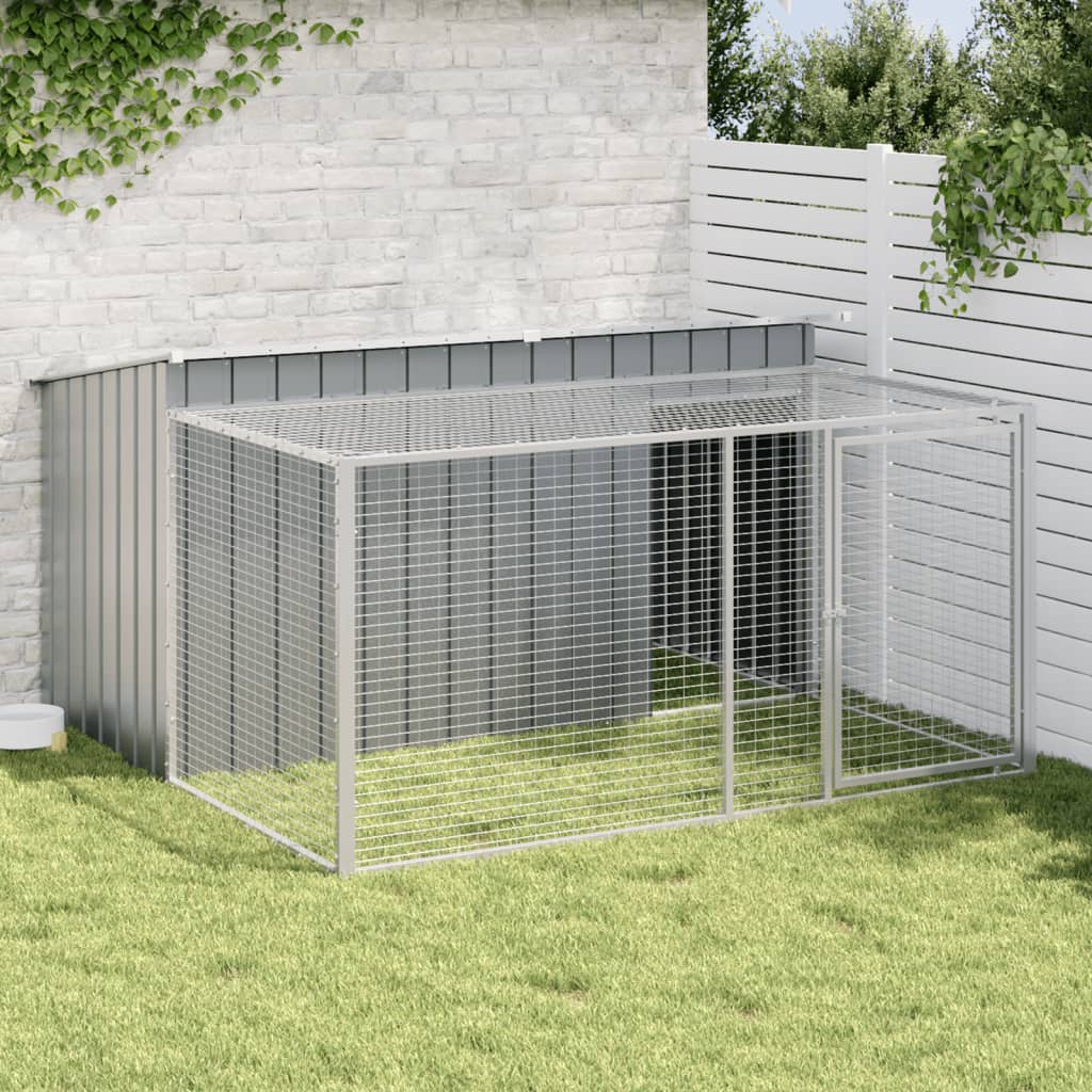Hundehütte Mit Auslauf Anthrazit Verzinkter Stahl