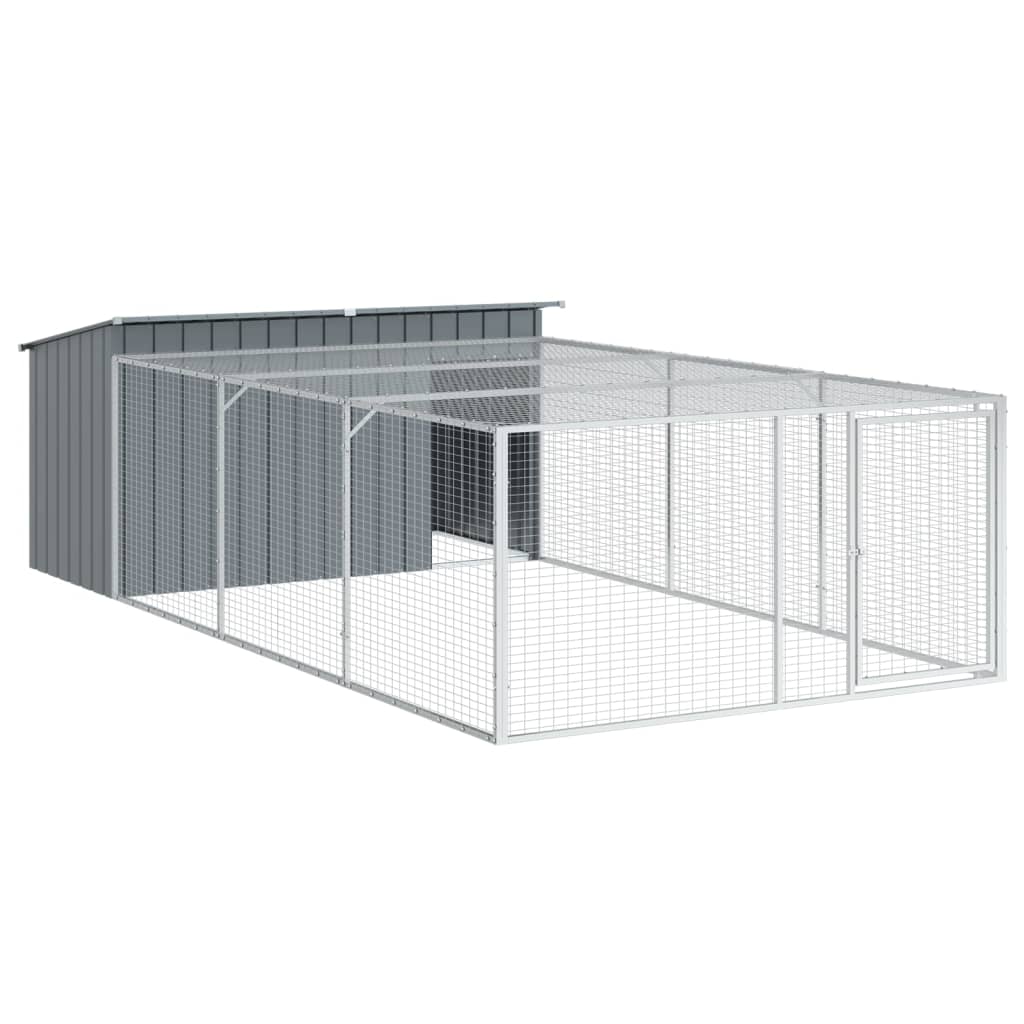 Hundehütte Mit Auslauf Anthrazit Verzinkter Stahl