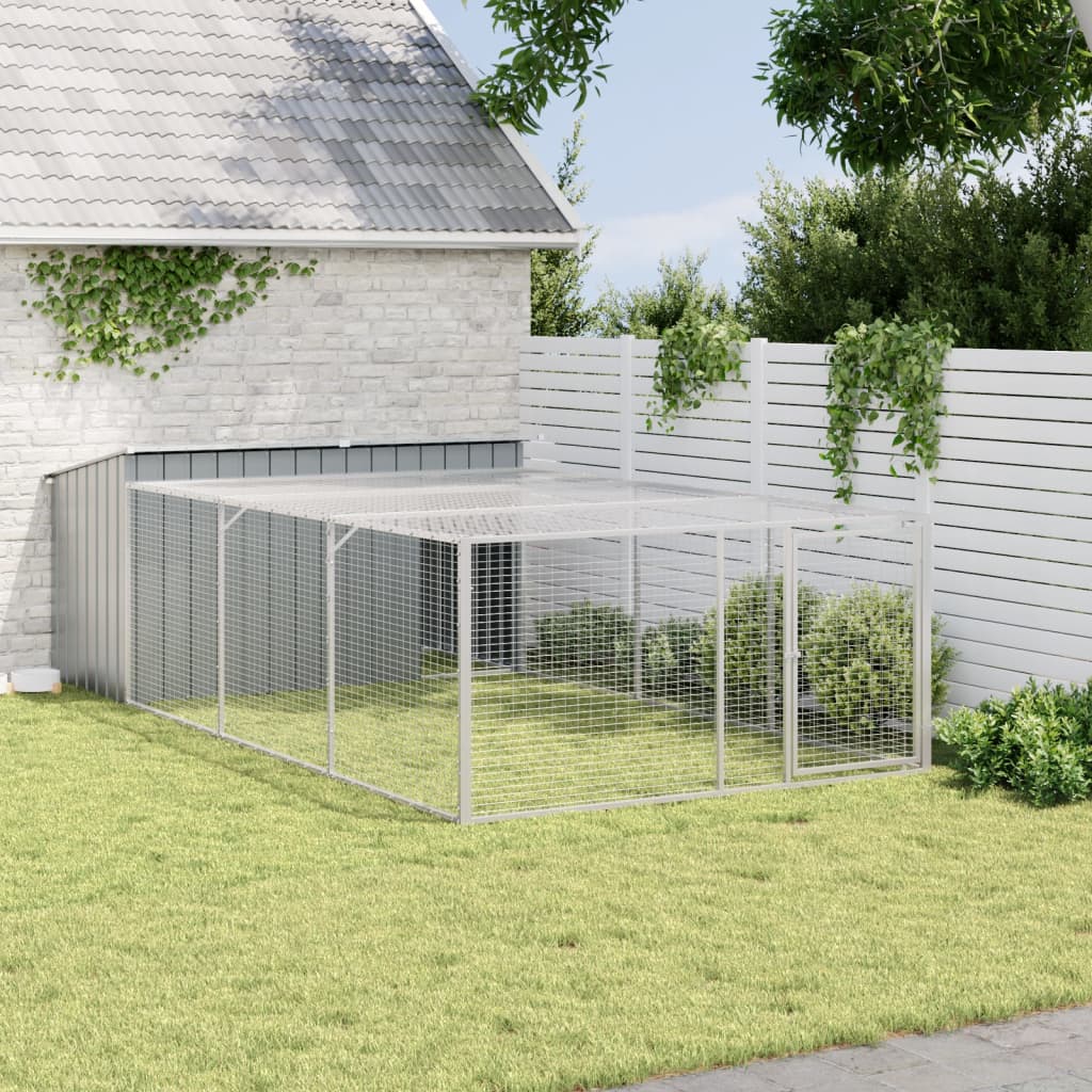 Hundehütte Mit Auslauf Anthrazit Verzinkter Stahl