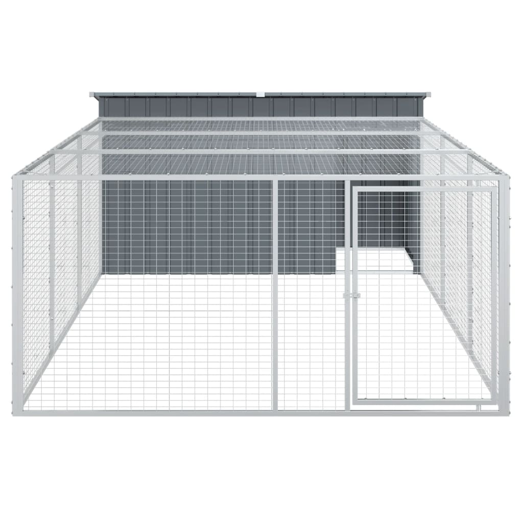 Hundehütte Mit Auslauf Anthrazit Verzinkter Stahl