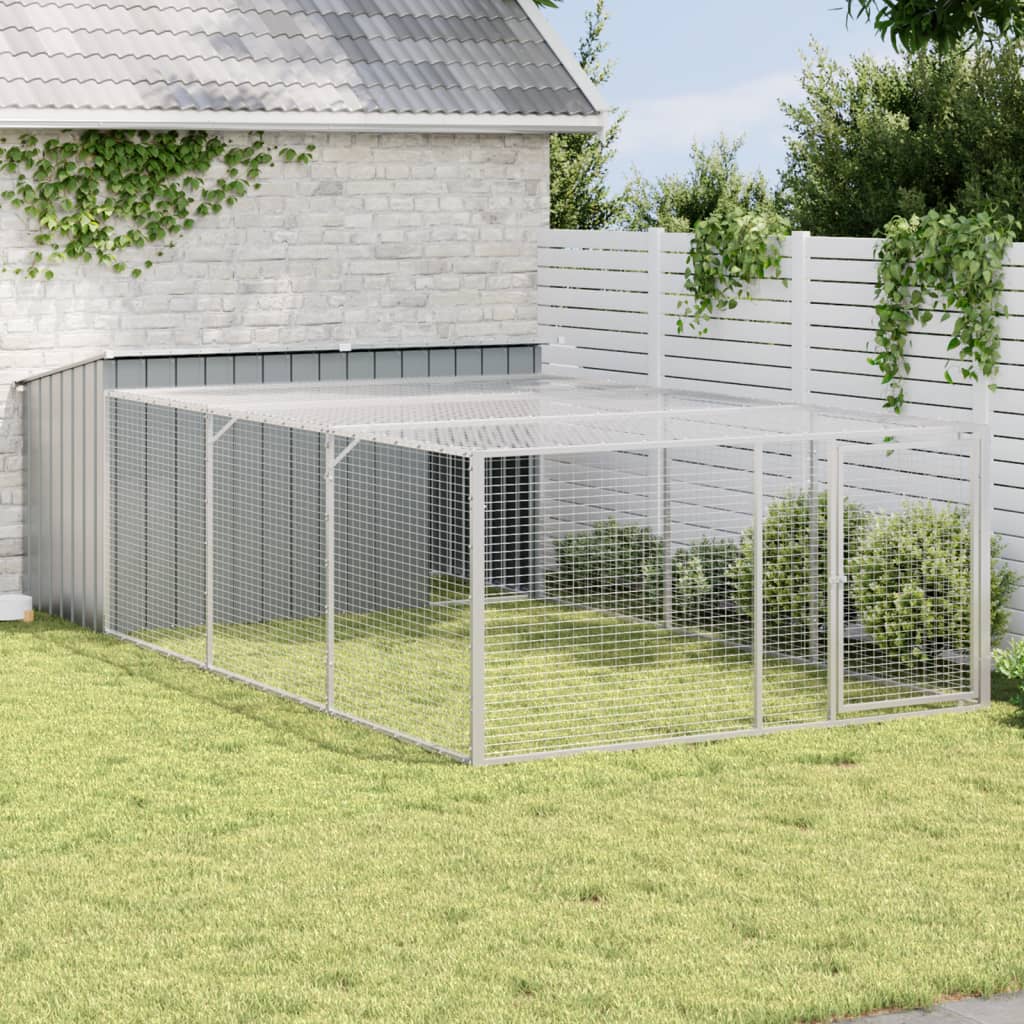 Hundehütte Mit Auslauf Anthrazit Verzinkter Stahl