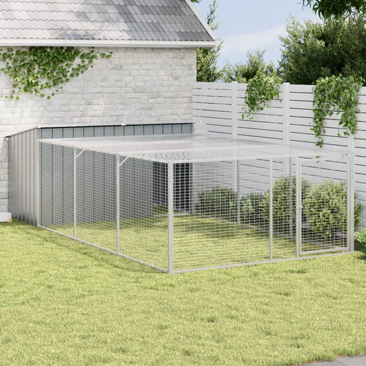 Hundehütte Mit Auslauf Anthrazit Verzinkter Stahl