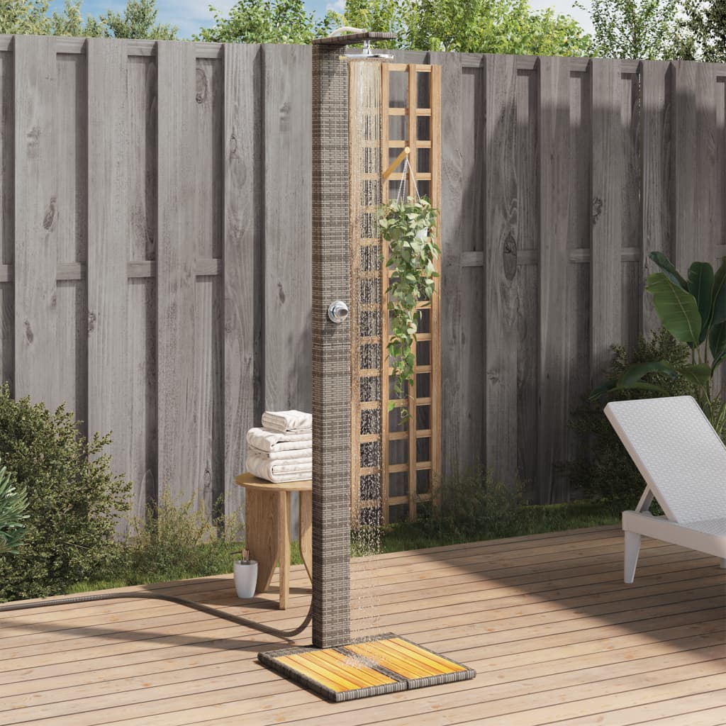 Gartendusche 50X55X224 Cm Poly Rattan Und Akazienholz