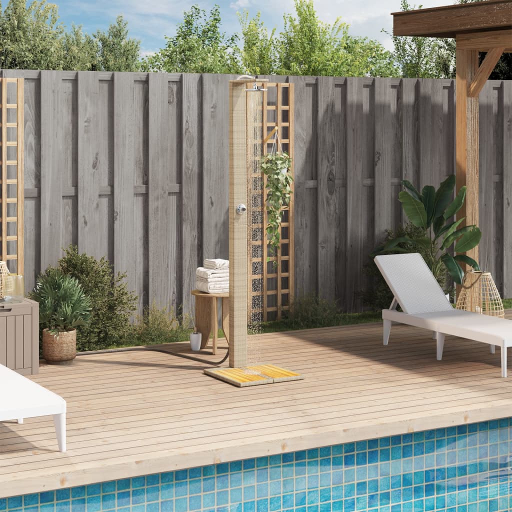 Gartendusche 50X55X224 Cm Poly Rattan Und Akazienholz
