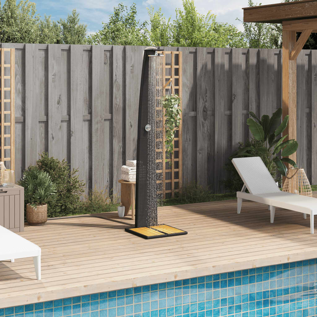 Gartendusche 55X60X224 Cm Poly Rattan Und Akazienholz