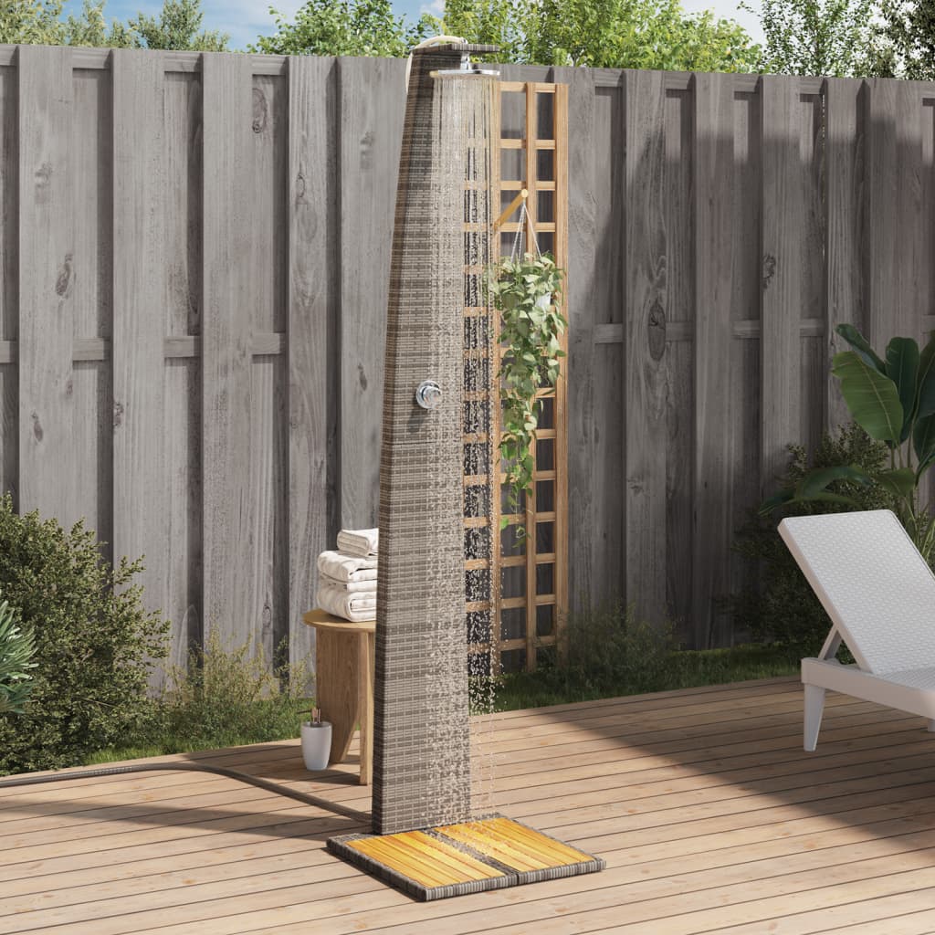 Gartendusche 55X60X224 Cm Poly Rattan Und Akazienholz